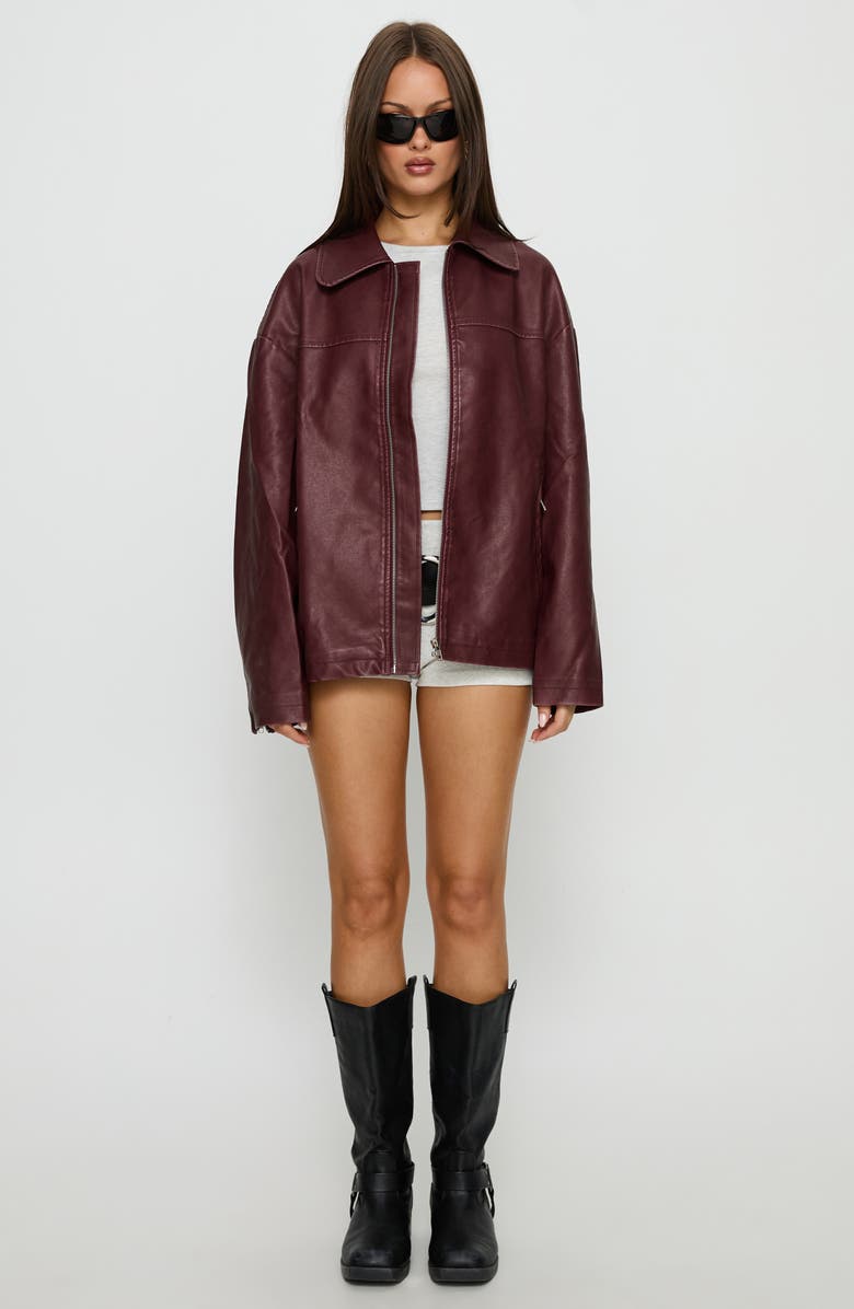 Princess Polly Napolean Faux Leather Jacket, Alternate, color, Burgundy