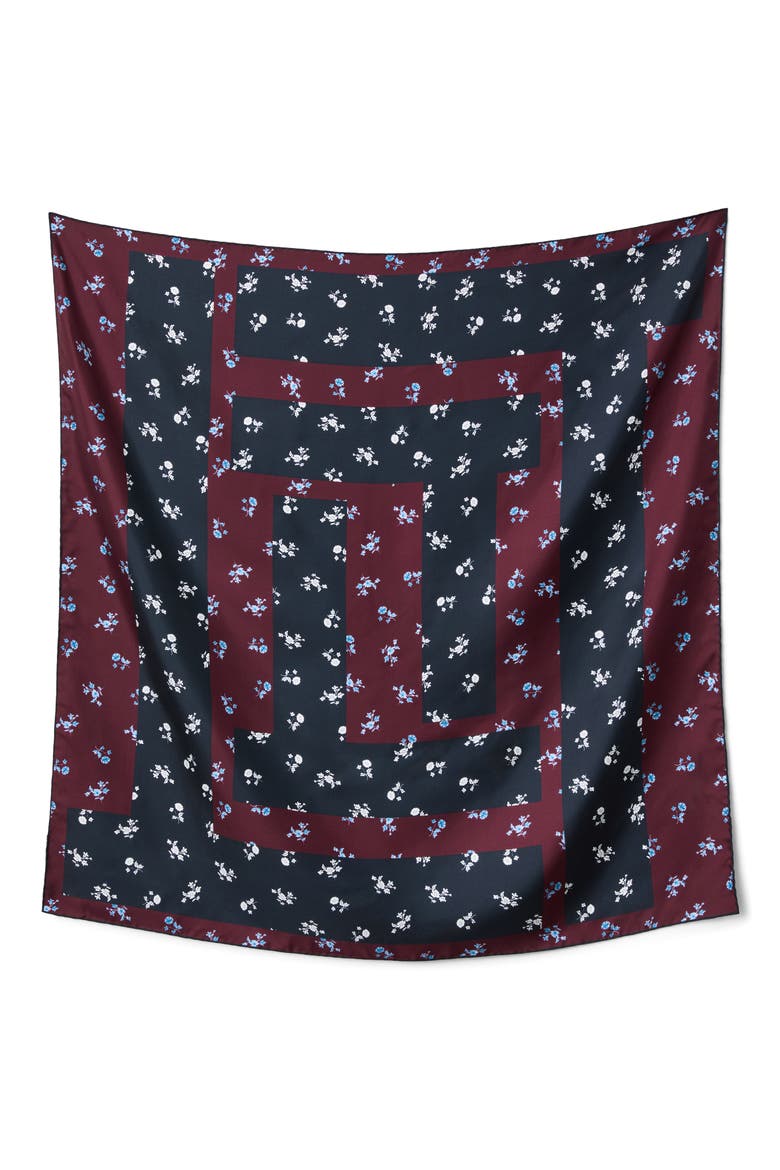 Floral Silk Scarf, Alternate, color, AUBERGINE MULTI