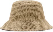 MANGO Crochet Raffia Bucket Hat