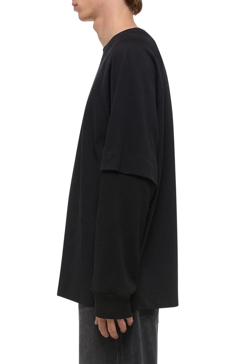 Double Layer Waffle Stitch Top, Alternate, color, BLACK