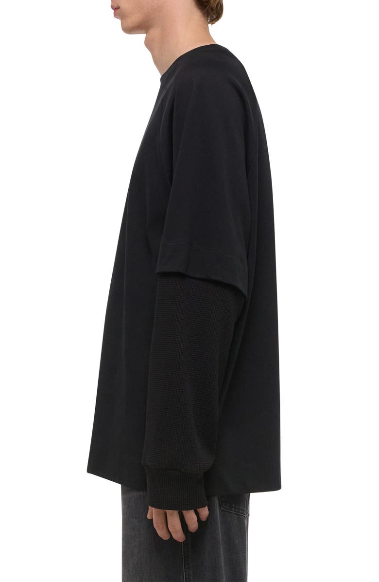 Helmut Lang Double Layer Waffle Stitch Top, Alternate, color, Black