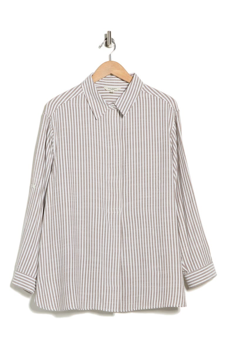 Stripe Popover Tunic, Alternate, color, TOFFEE/BLK FRAME STRIPE