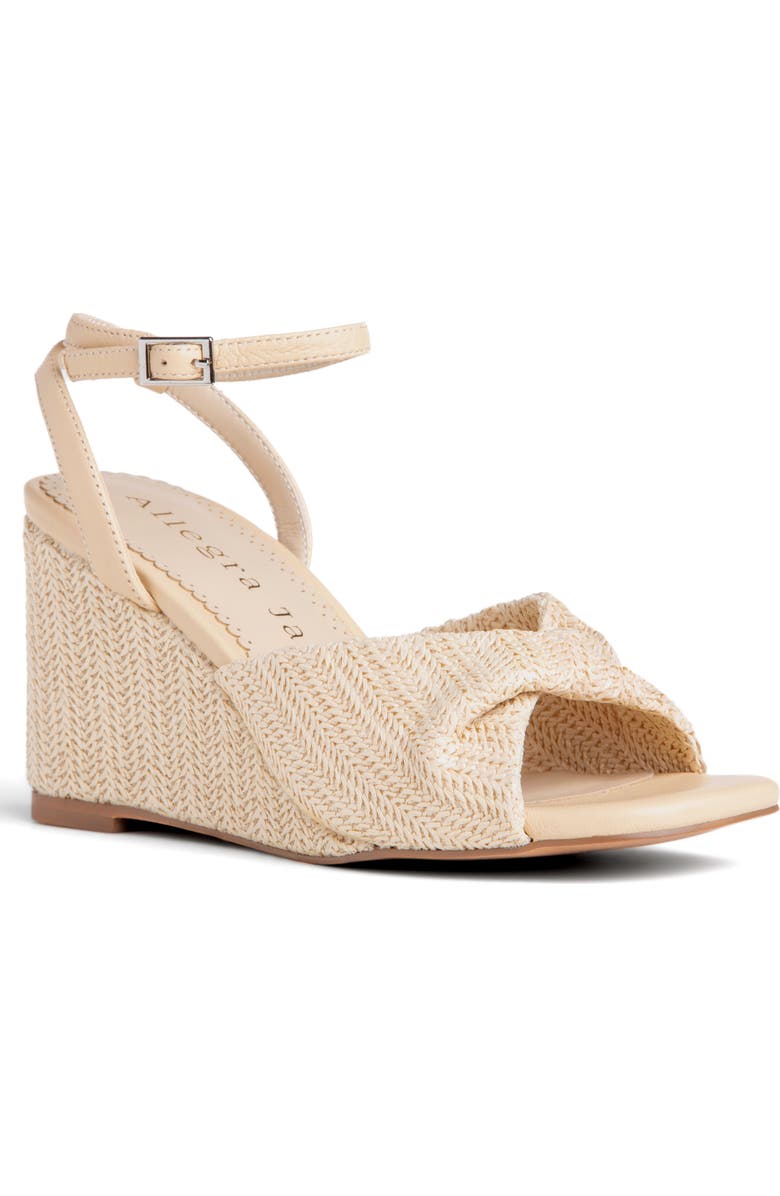 Allegra James Mona Raffia Wedge Sandal, Alternate, color,