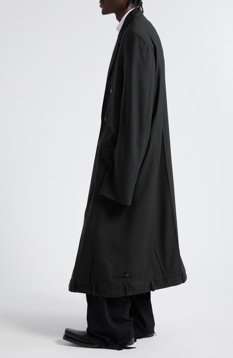 Balenciaga Glen Plaid Deconstructed Stretch Wool Coat, Alternate, color,