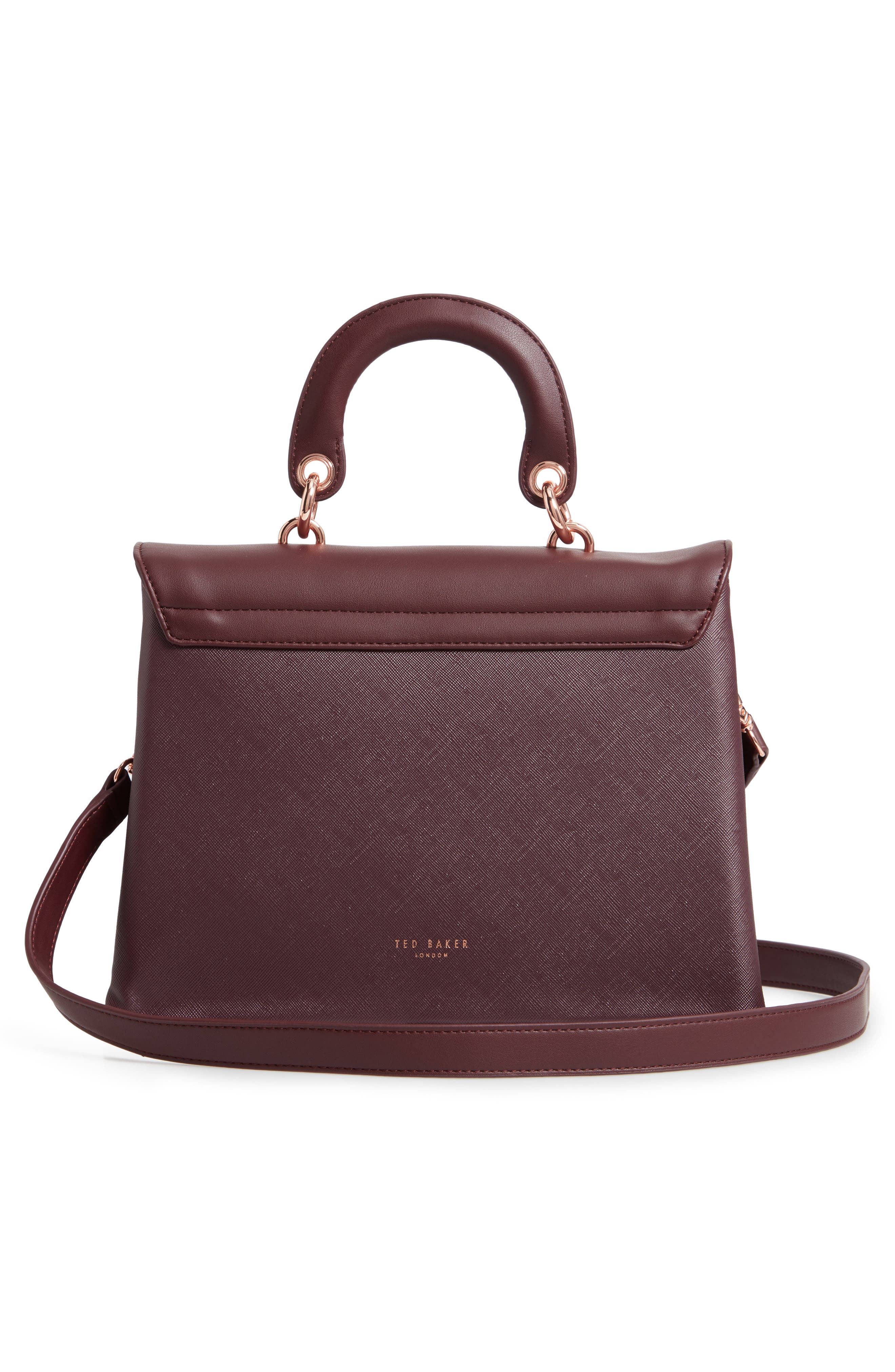 Keiira Lady Bag Faux Leather Top Handle Satchel, Alternate, color, DEEP PURPLE