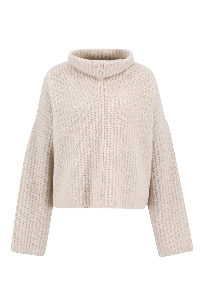 Imelda Oversize Merino Wool Blend Funnel Neck Sweater, Alternate, color, ARAN