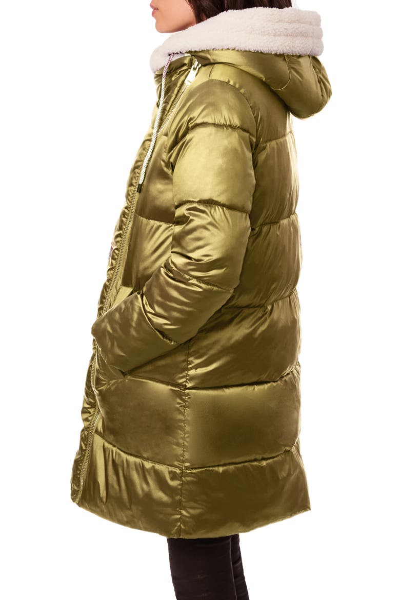 Faux Fur Lined Water Resistant Puffer Jacket, Alternate, color, GOLDN MOSS