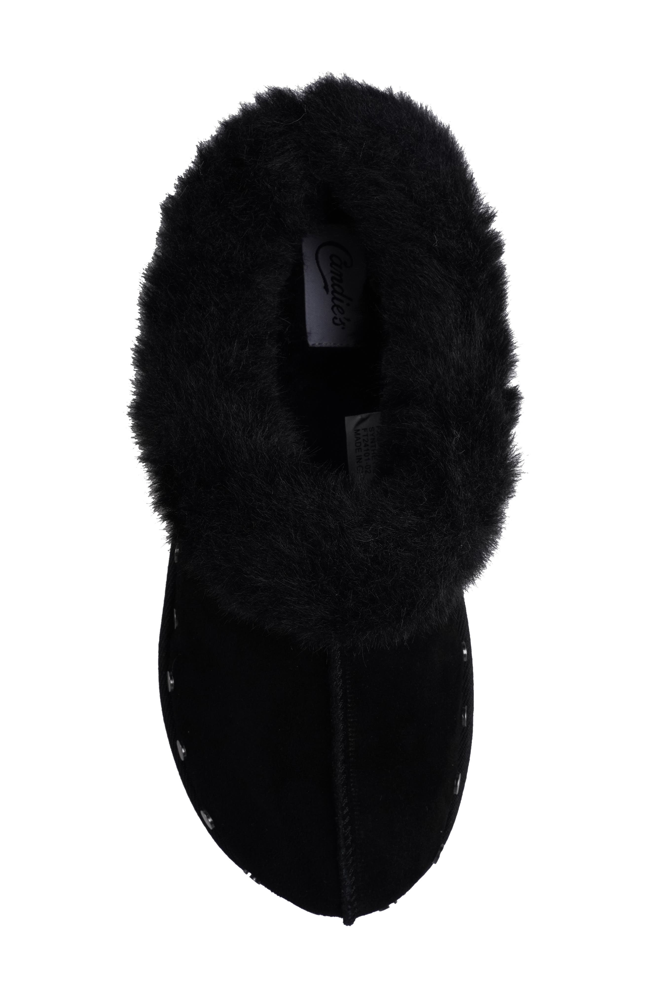 Candie's Sabi Faux Fur Platform Clog, Alternate, color, Black