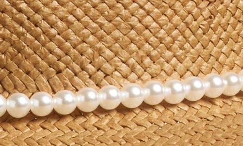 Lele Sadoughi Faux Pearl Strand Straw Hat In Natural