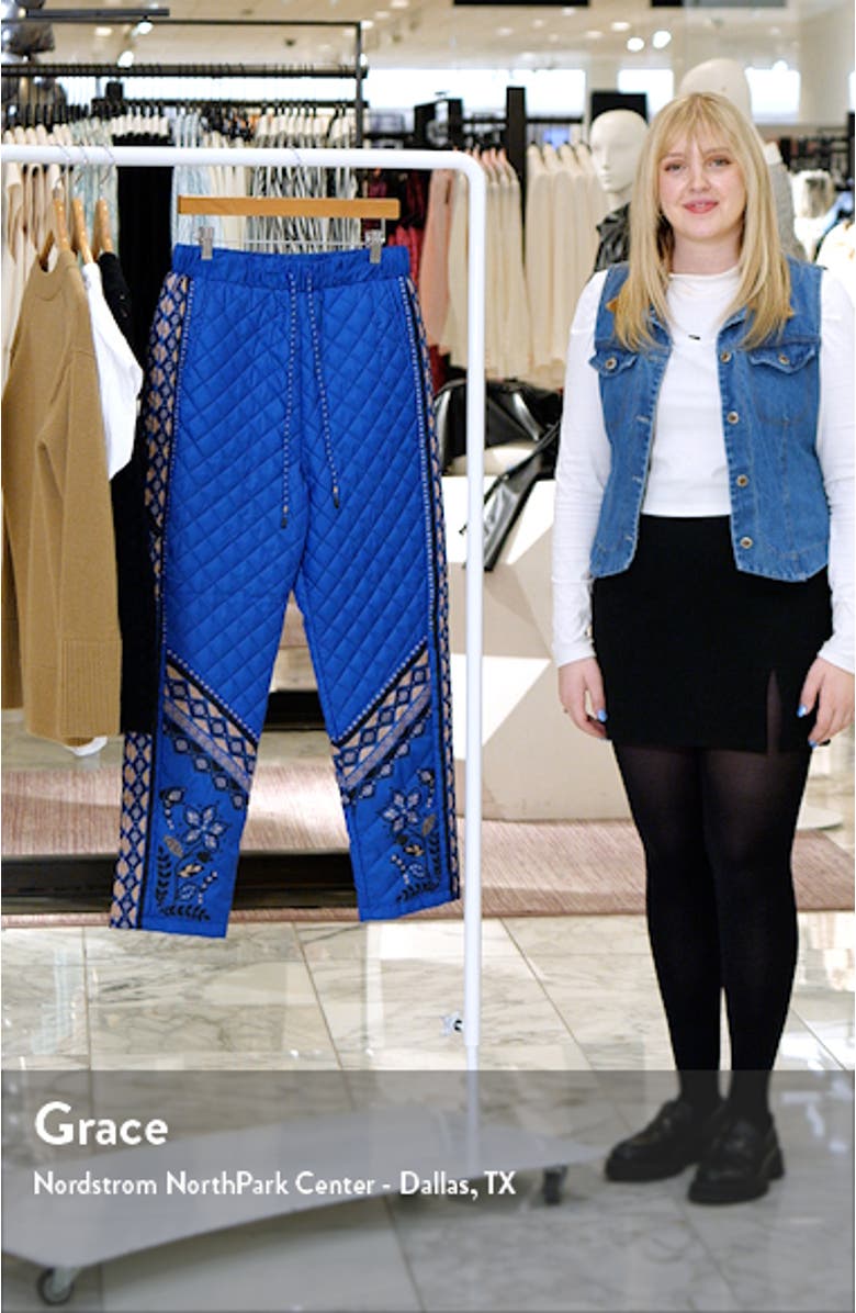 Macaw Forest Quilted Ankle Pants, sales video thumbnail