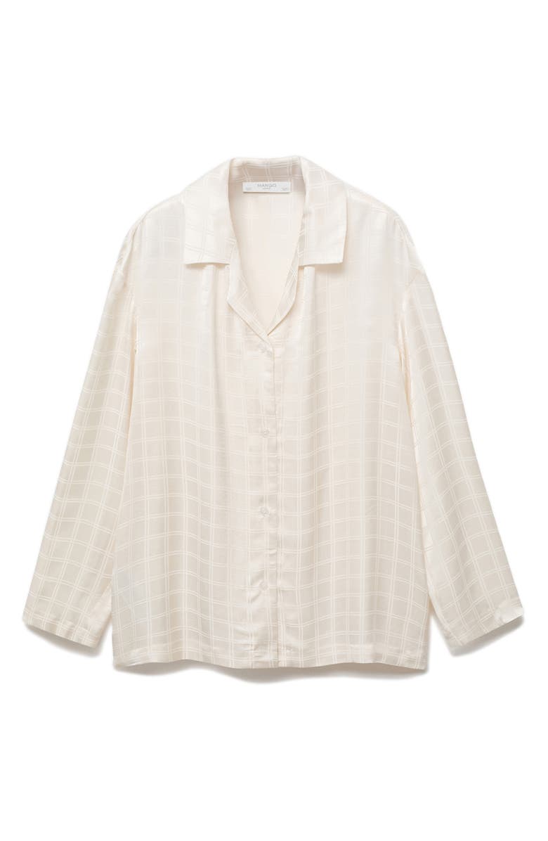 MANGO Check Pajama Top, Alternate, color, Ivory White