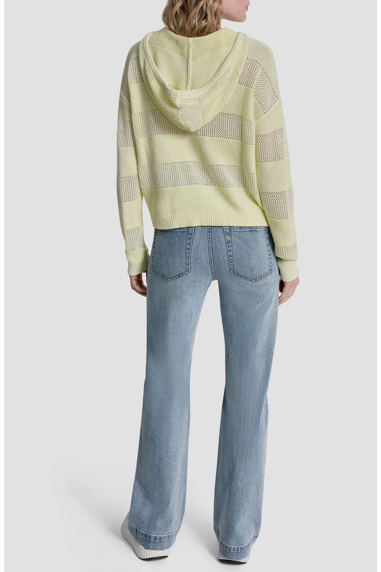 Pointelle Stripe Hooded Sweater, Alternate, color, LEMON LIGHT