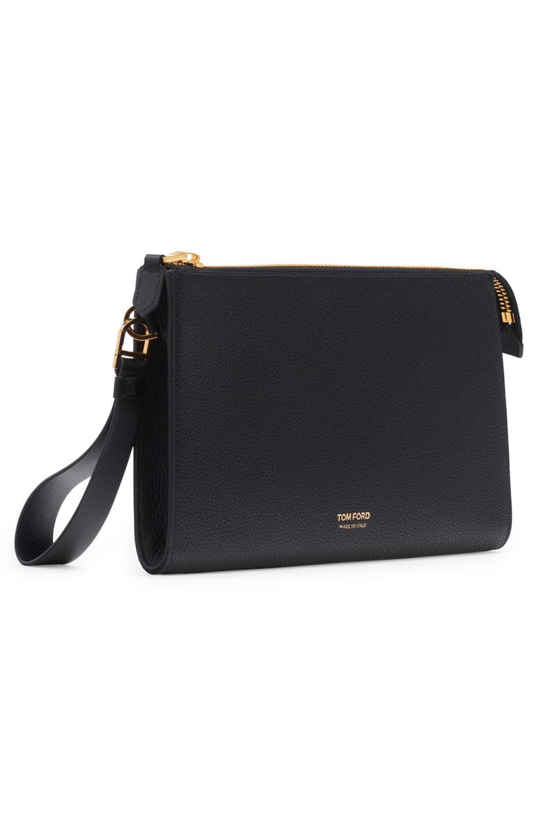TOM FORD Mini Grained Leather Zip Pouch, Alternate, color,