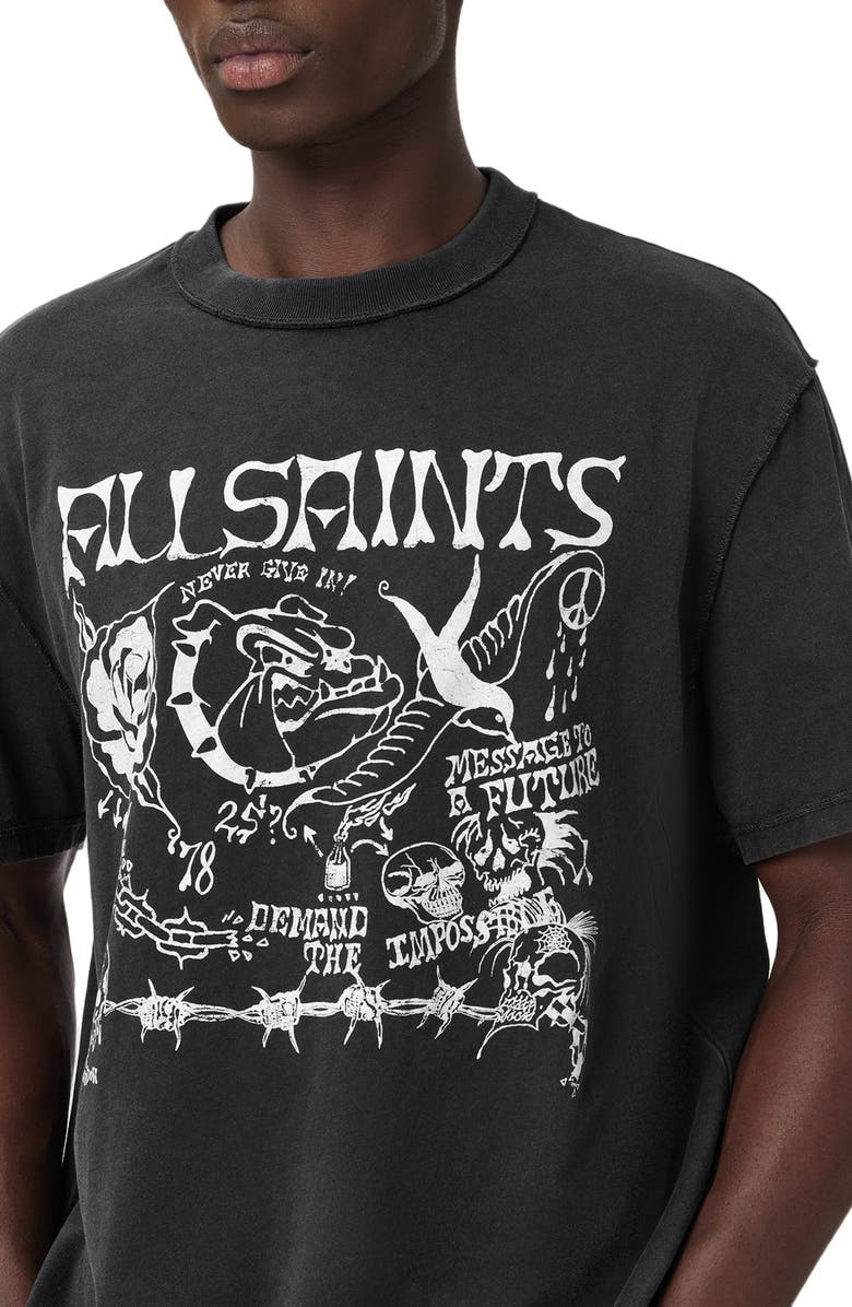 AllSaints Chingford Graphic T-Shirt, Alternate, color, Washed Black