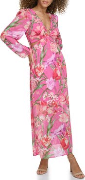 Siena Floral Long Sleeve Clip Dot Maxi Dress
