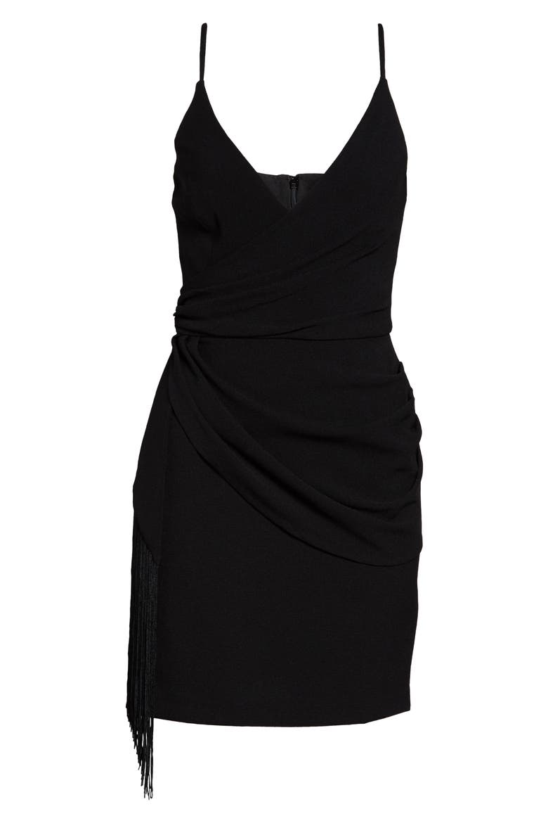 Alida Crepe Fringe Dress, Alternate, color, BLACK