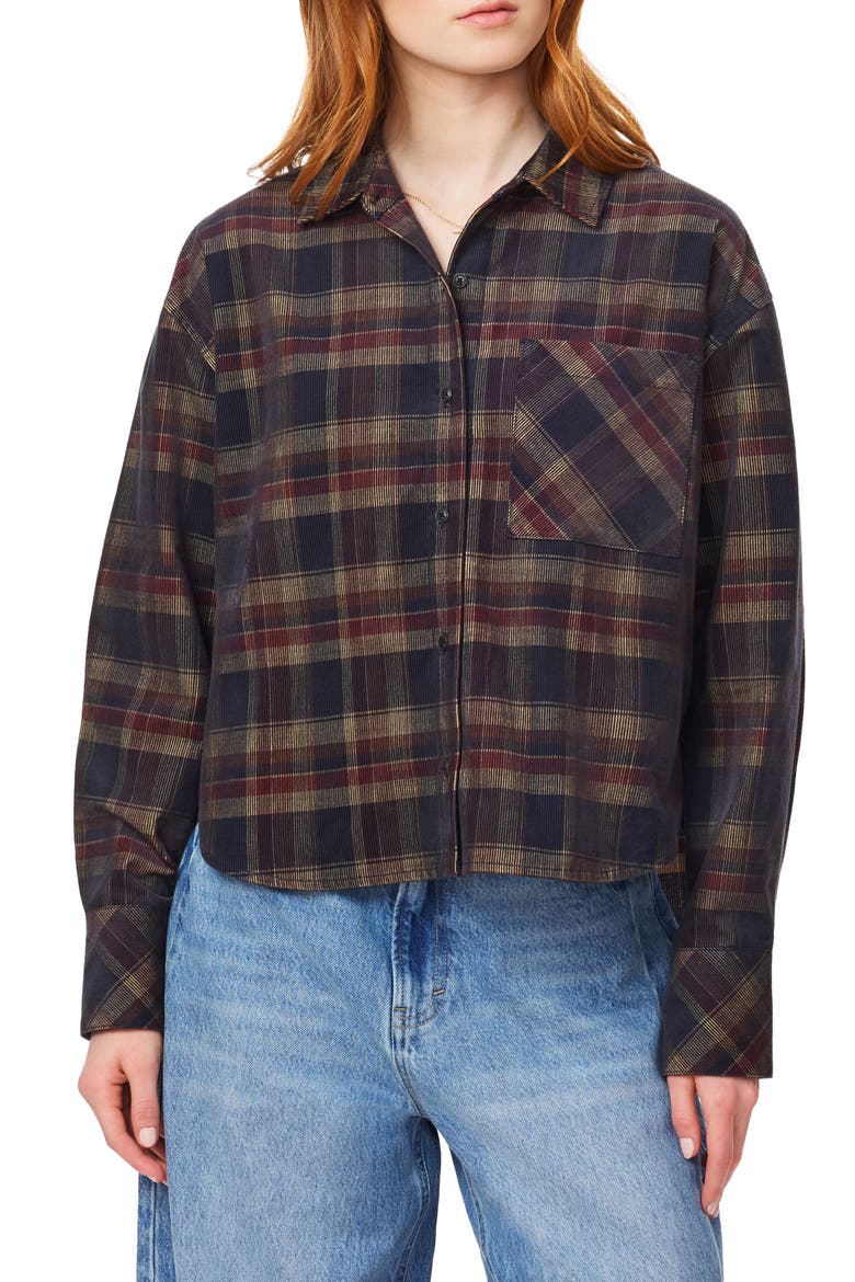 Plaid Cropped Cotton Shirt, Main, color, MULTI PLAID