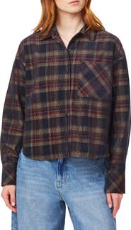 Scotch & Soda Plaid Cropped Cotton Shirt