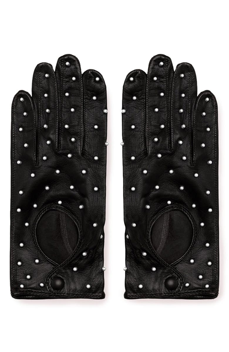 Seymoure Studded Imitation Pearl Driver Gloves, Main, color, 