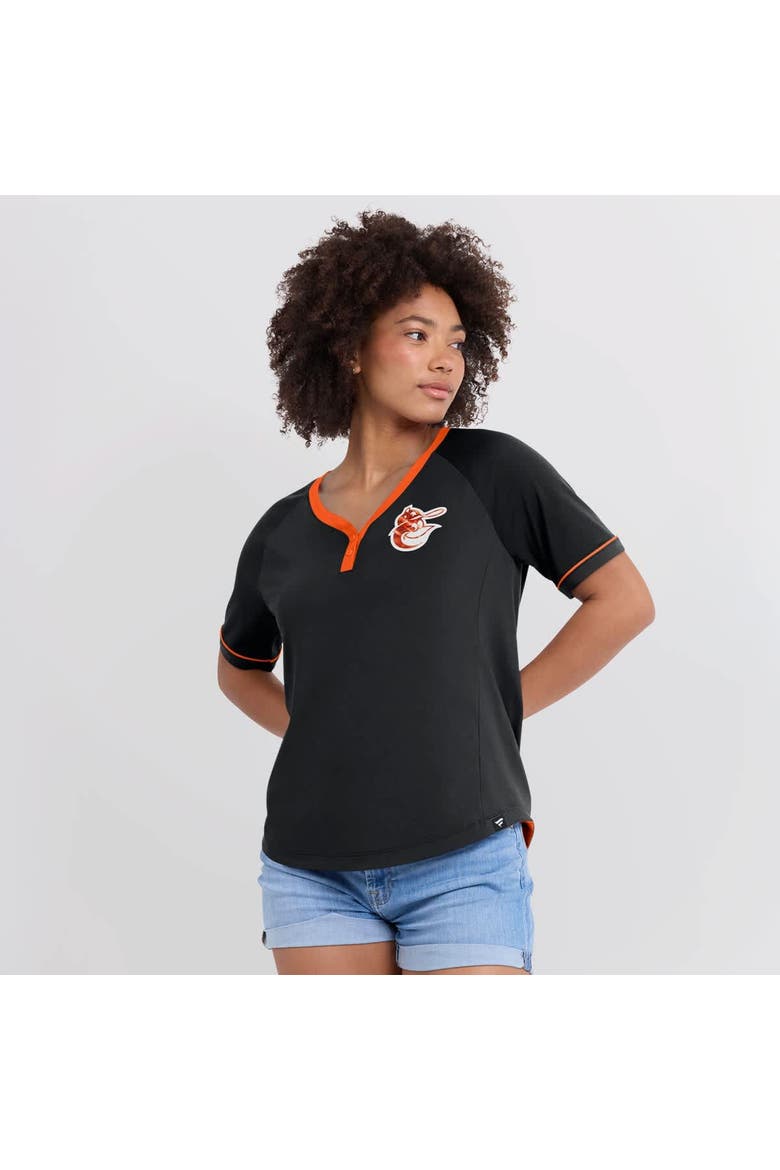 Women's Fanatics Black Baltimore Orioles Cooperstown Collection League Diva Raglan V-Neck T-Shirt, Alternate, color, Black