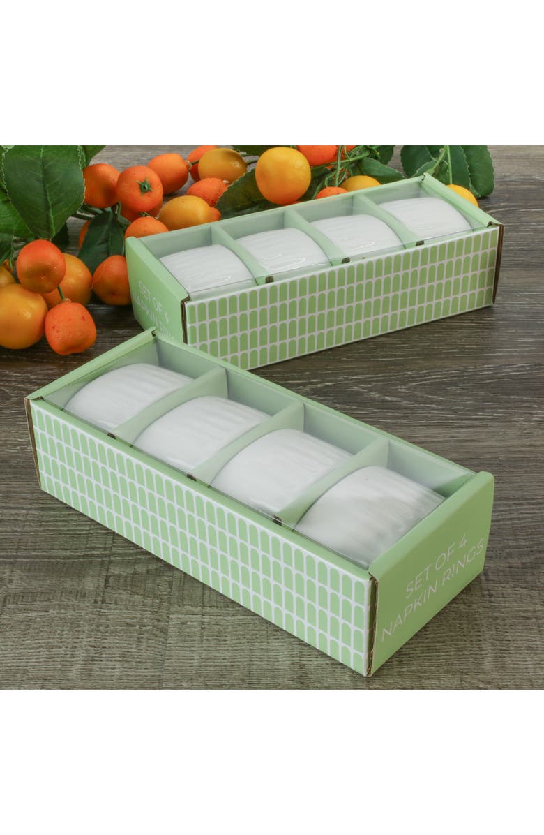 BIA Cordon Bleu Colonnade Set of 8 Napkin Rings, Alternate, color, White