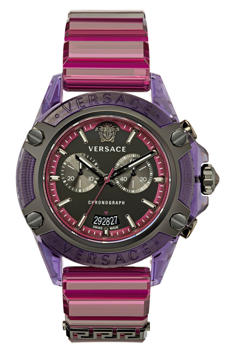 Icon Active Chronograph Silicone Strap Watch, 44mm, Main, color, PURPLE