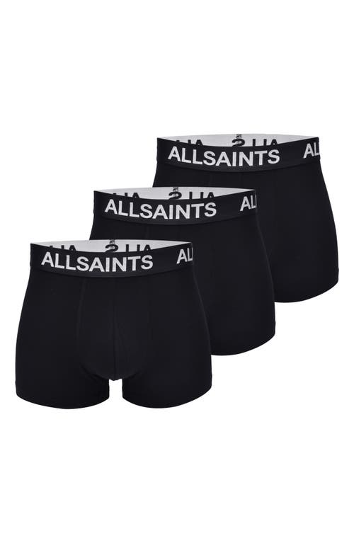 AllSaints 3-Pack Contour Pouch Stretch Organic Cotton Trunks in Black  product