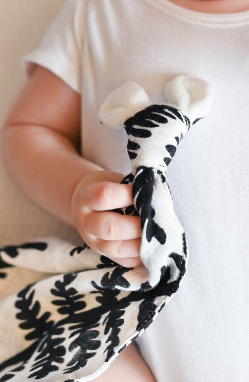 Etta Loves Fern Print Sensory Lovey In Black And White