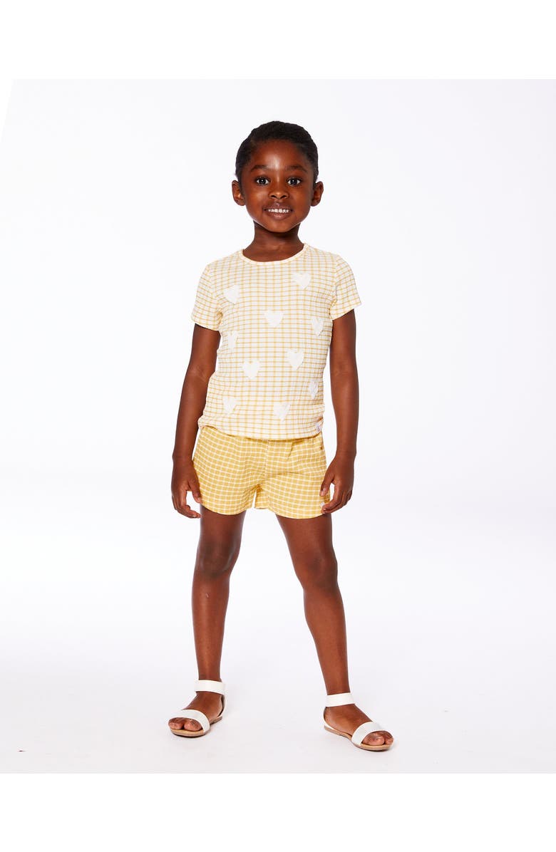 Deux par Deux Girl's Crinkle Top With Applique Pale Yellow And White, Alternate, color, Pale Yellow And White