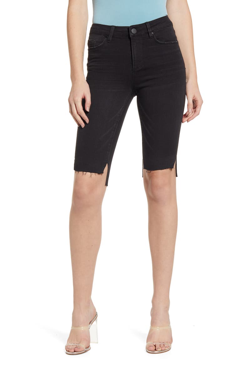 AFRM Gibson High Waist Raw Step Hem Denim Shorts, Main, color, 