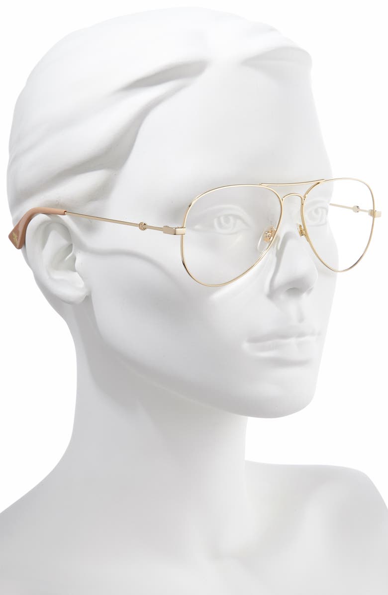 Gucci 58mm Pilot Optical Glasses, Alternate, color,