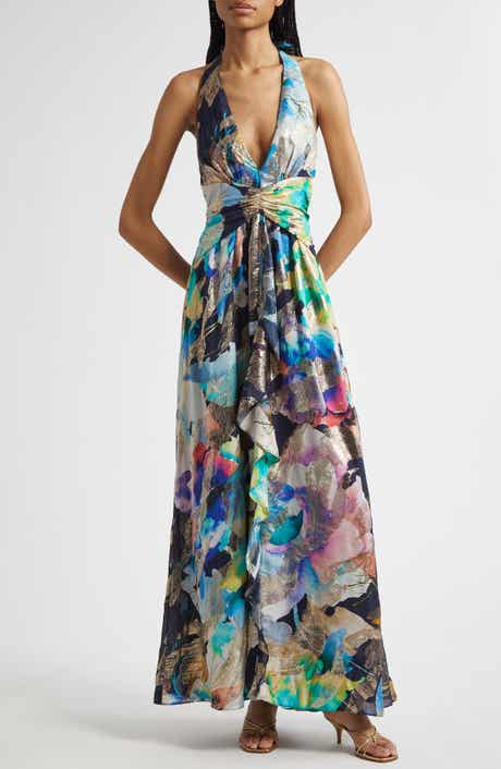 Stefanie Metallic Plunge Gown