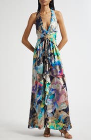 Ramy Brook Stefanie Metallic Plunge Gown