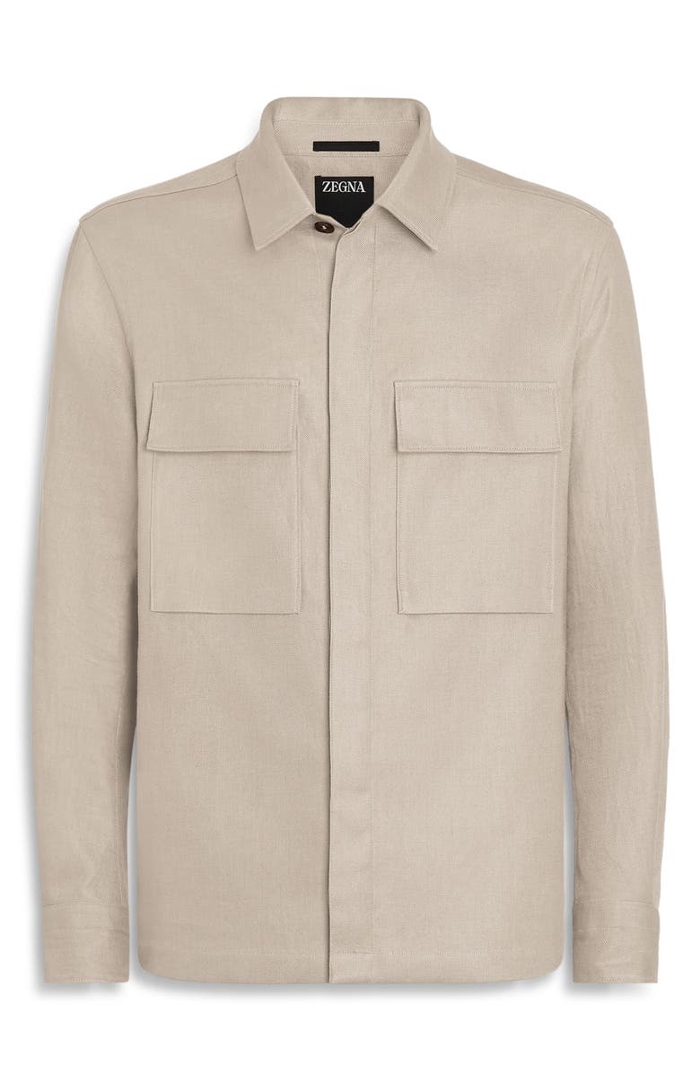 ZEGNA Oasi Linen Twill Overshirt, Alternate, color, Iuta Beige