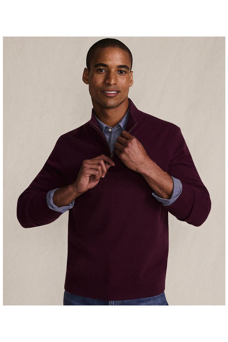 Fine Gauge Cashmere Quarter Zip, Alternate, color, Lush Burgundy