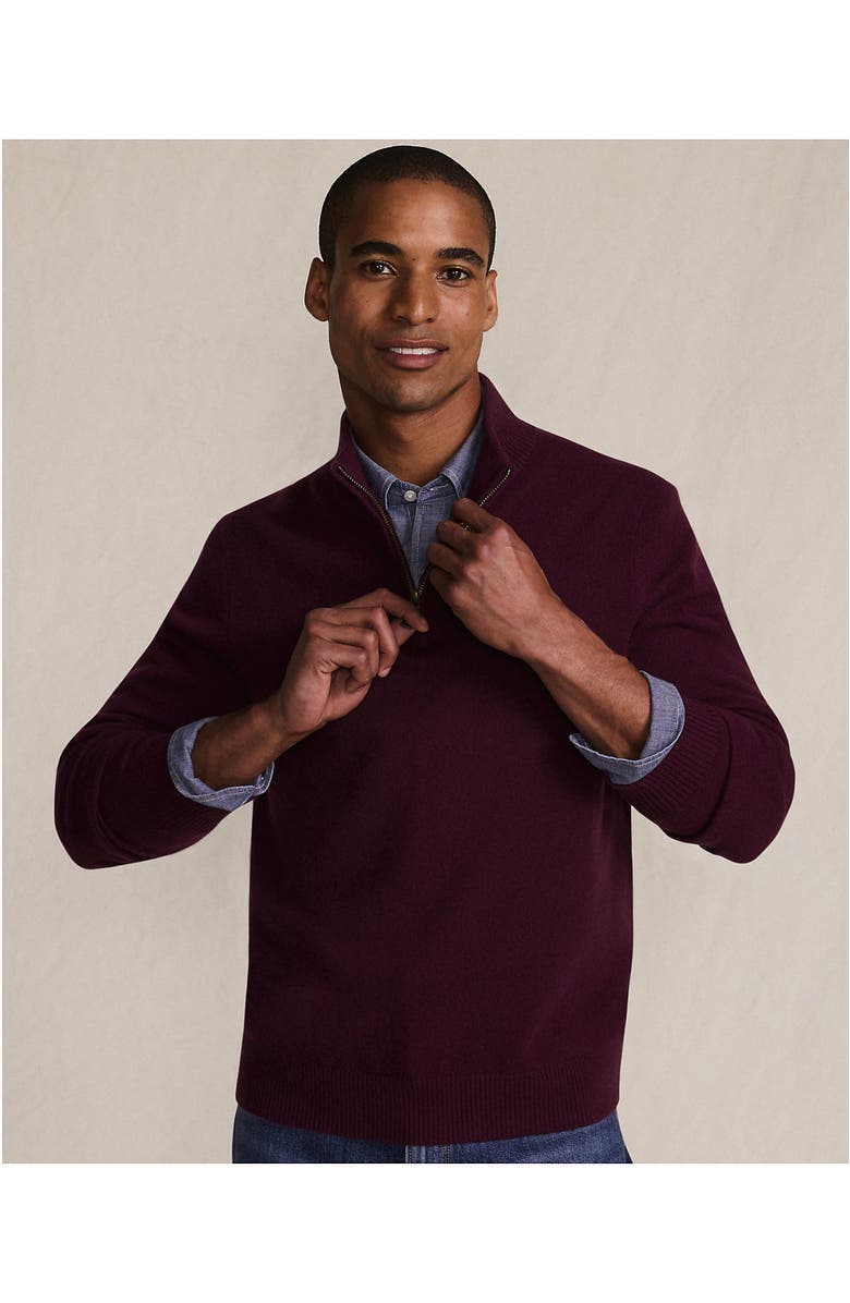 Lands' End Fine Gauge Cashmere Quarter Zip, Alternate, color, Lush Burgundy