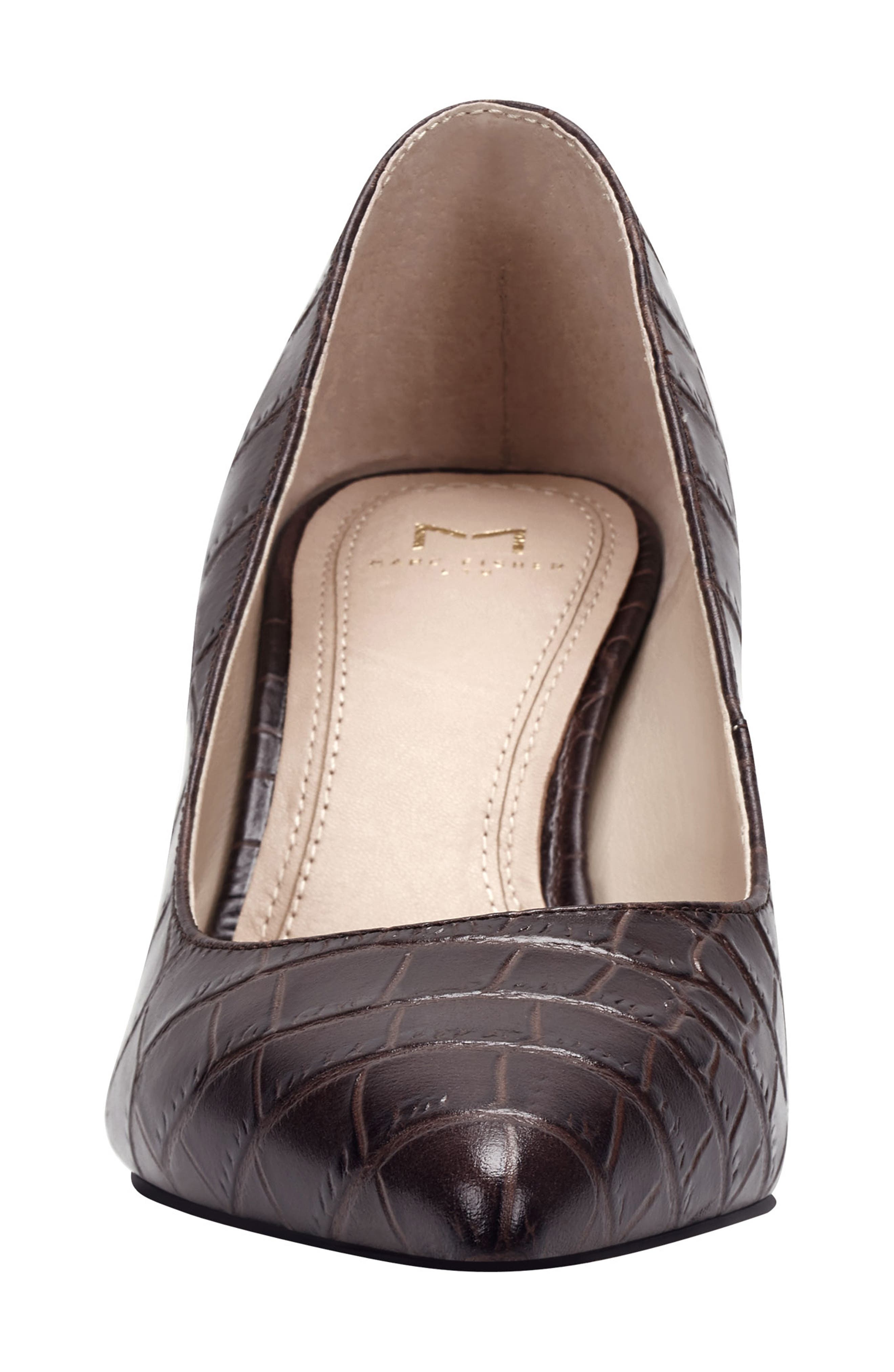 Zala Block Heel Pump, Alternate, color, BROWN CROCK EMBOSSED LEATHER