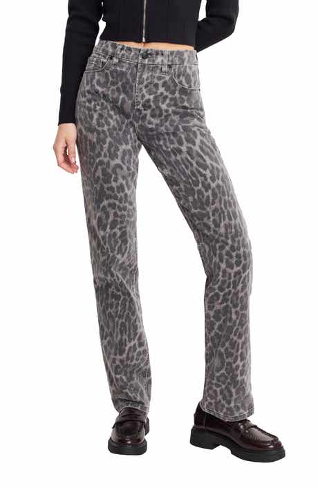 Good Icon Leopard Print Straight Leg Jeans