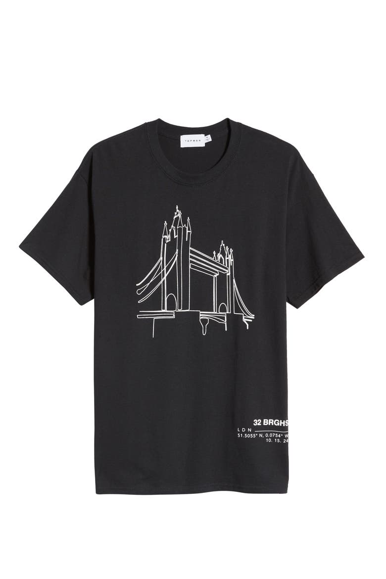 Men's Bridge Sketch Graphic Tee, Alternate, color, BLACK