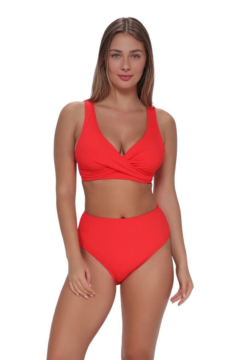 Mirabella Bikini Swimsuit Top - D Cup, Main, color, Red Hot Rib