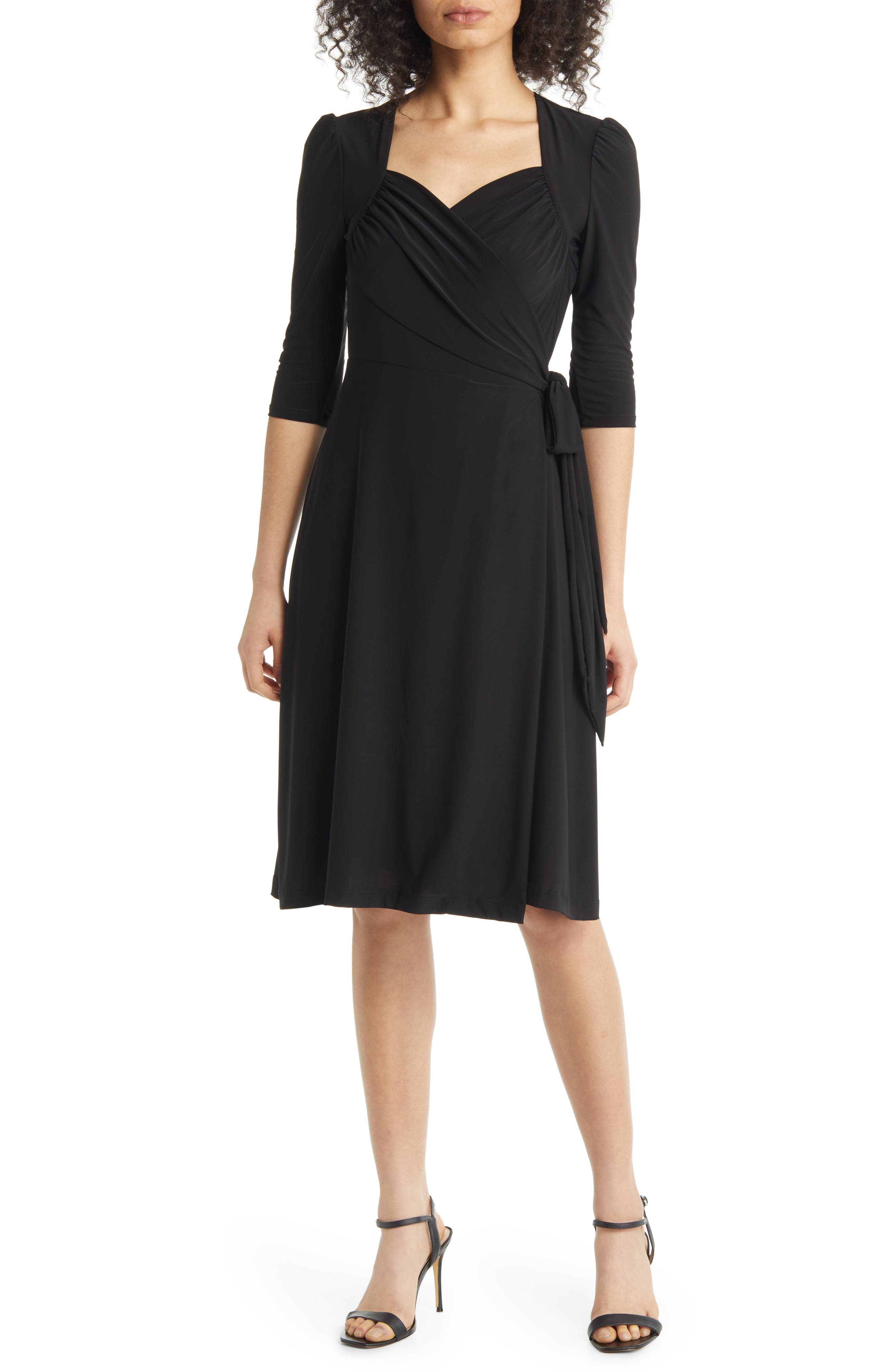 Chic Black Sweetheart Wrap Top