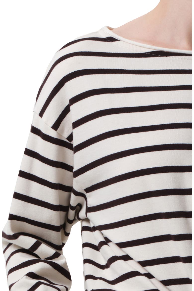 French Sailor Stripe Boat Neck Top, Alternate, color, CHOCOLATE STRIPE