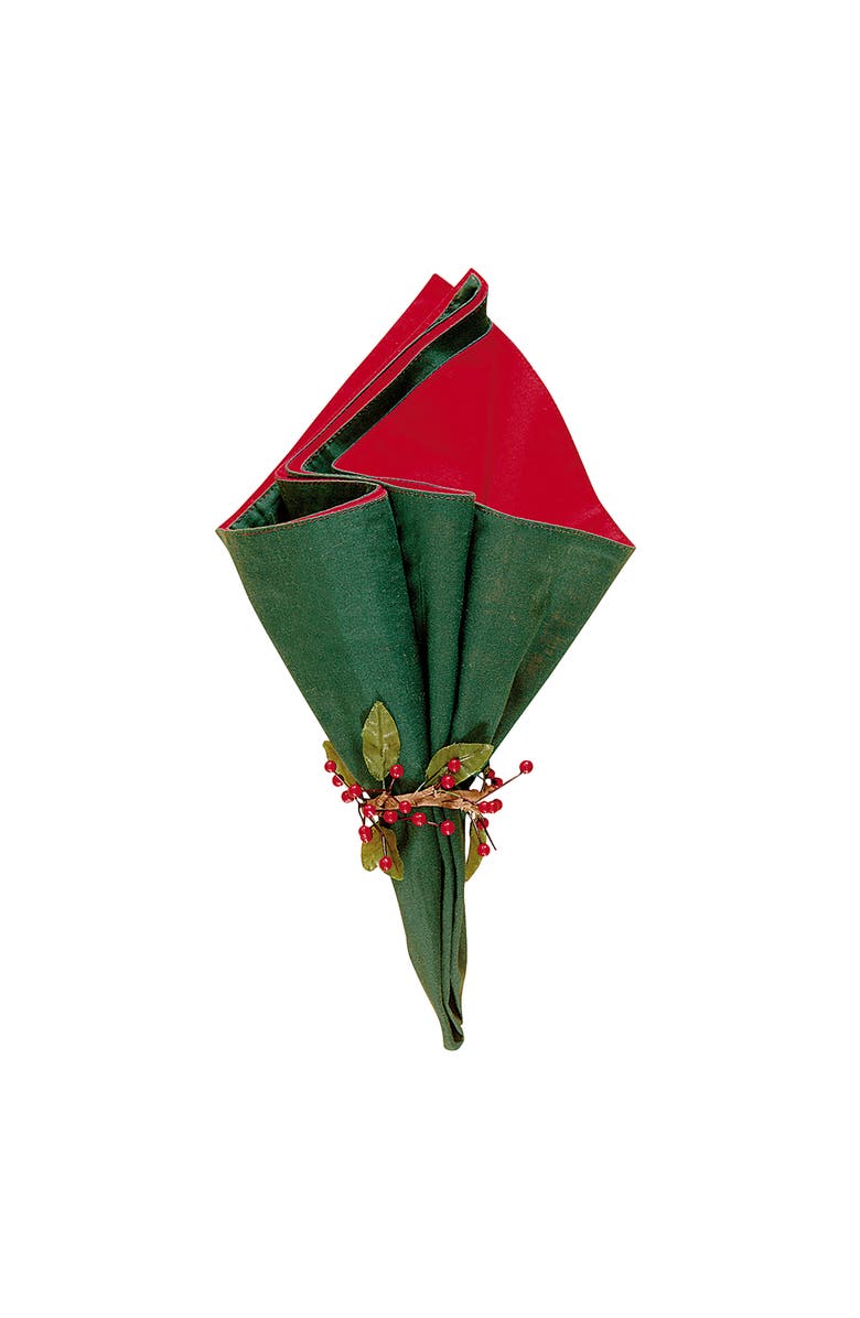 C&F Home Christmas Solid Red & Green 100% Cotton Set of 6 Cloth Napkins, Main, color,