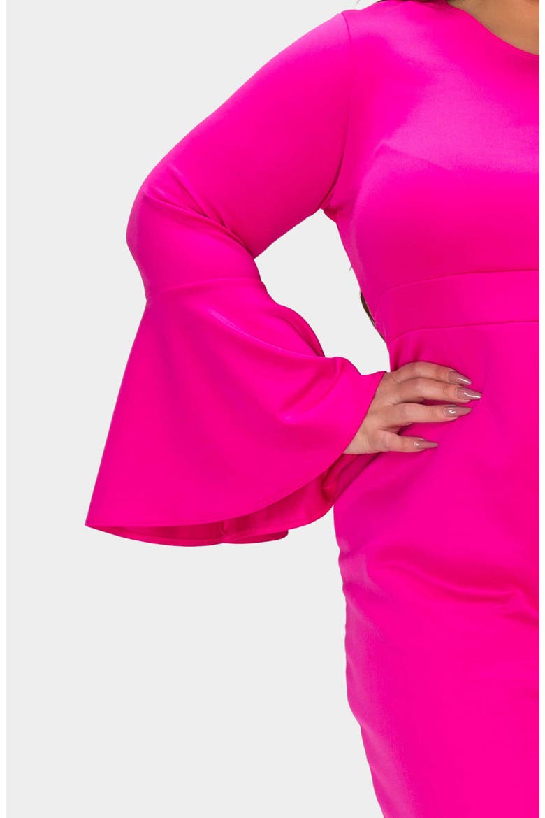 Sabrina Long Sleeve Mermaid Dress, Alternate, color, NEON PINK