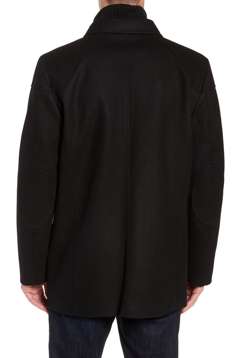 Melton Car Coat with Removable Bib, Alternate, color, BLACK