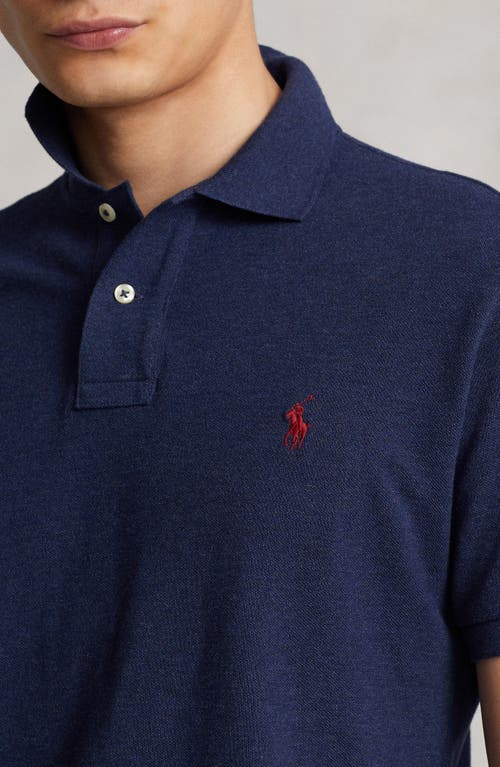 Polo Ralph Lauren Icon Logo Tipped Pique Polo Custom Fit In Blue