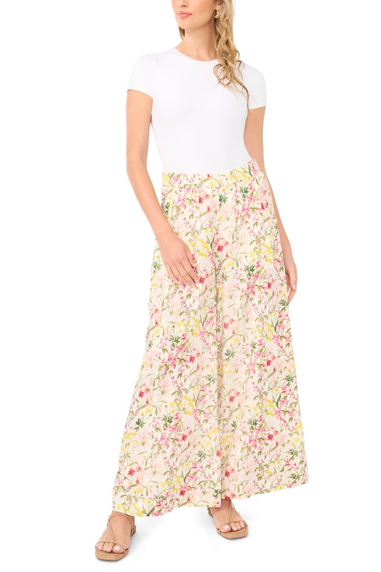 Floral Print Wide Leg Pants, Alternate, color, RASPBERR SORBET