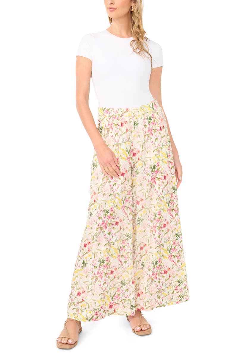 Vince Camuto Floral Print Wide Leg Pants, Alternate, color, Raspberr Sorbet