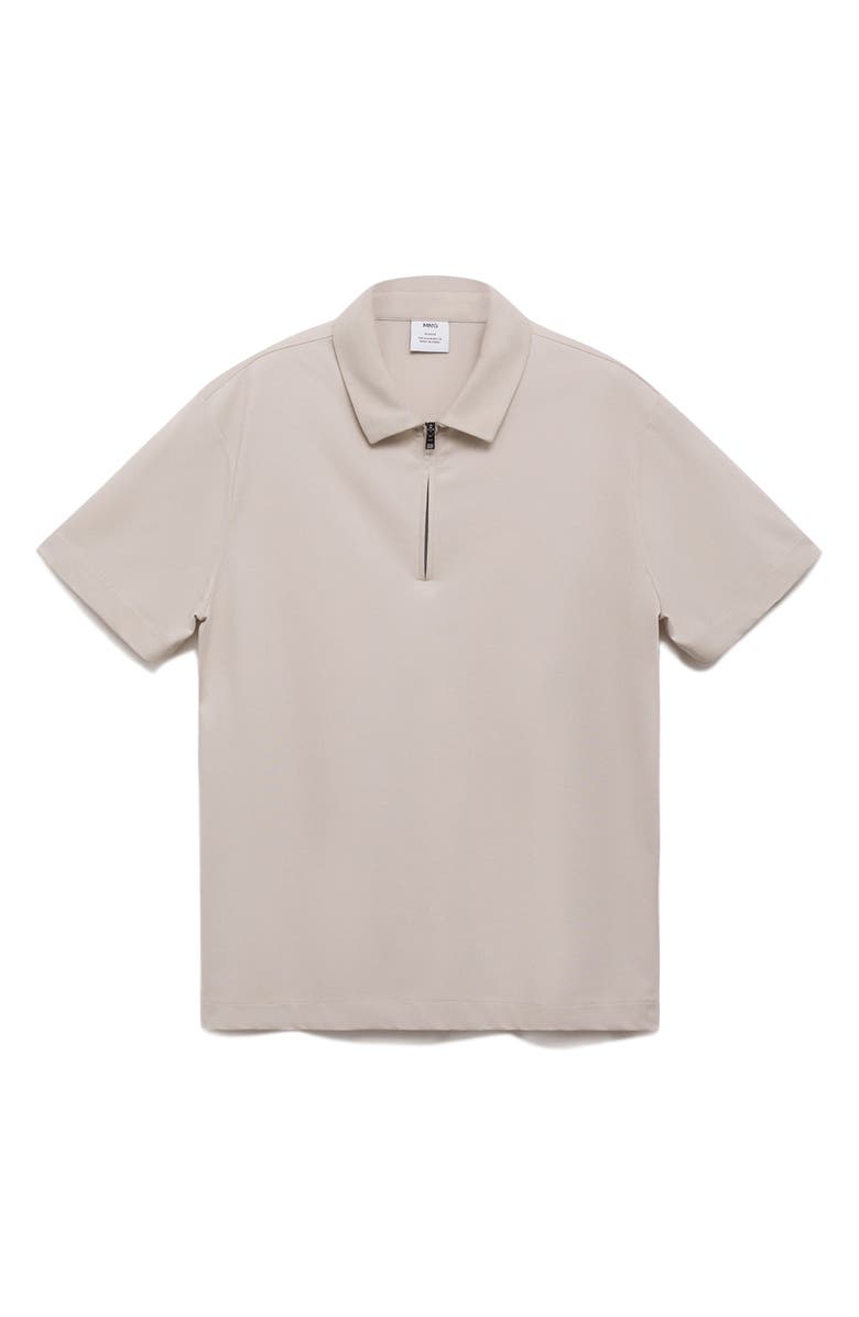 MANGO Zip Cotton Blend Polo, Alternate, color, Sand