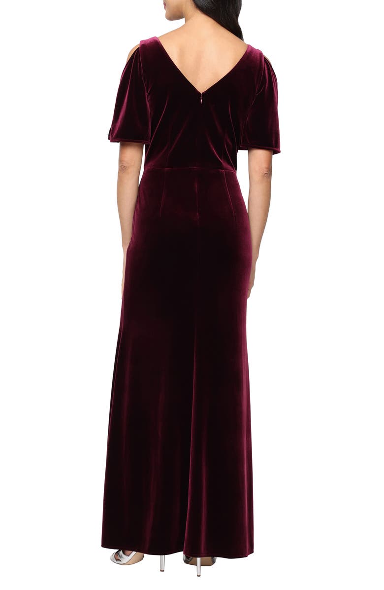 Alex Evenings Stretch Velvet Mermaid Gown, Alternate, color, Wine